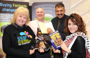 Rita from Fairtrade Haworth, the oldest Fairtrade village in the region & Richard of Fairtrade Keighley, our newest campaign.  Both meet with Odeh and Manal.