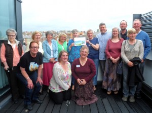 Supporters gather on the roof garden at 'The Street' for the Fairtrade Scarborough AGM.