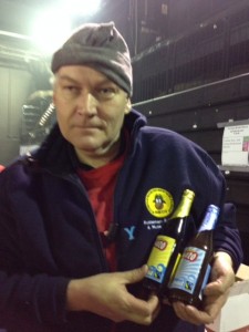 Ken Wyatt shows off Fairtrade beers.