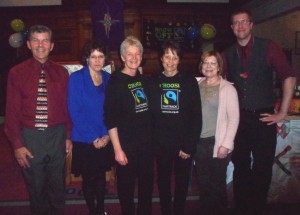 The officers of FERN (including John Turner on the left) celebrate at the Toll Gavel Methodist church.