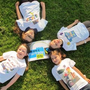 The all-girl finalists from the Fairtrade Leeds 10th anniversary t-shirt competition