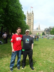 Matt Wright of Fairtrade Horsforth and Mark Dawson, Coordinator of Fairtrade Yorkshire at the climate lobby