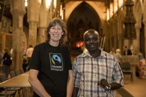 Karen Palframan (Fairtrade Yorkshire and Fairtrade Bradford Zone) and Dan Omondi Odida Photo credit: John Sargent  jackharrybill.co.uk